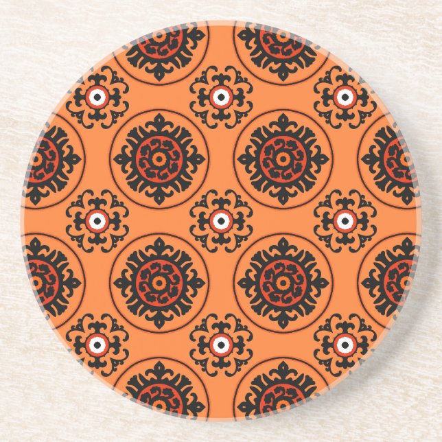 Dessous De Verre En Grès Motif orange de Suzani (Devant)