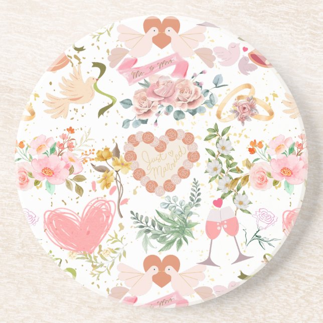 Dessous De Verre En Grès motif ornements mariages (Devant)