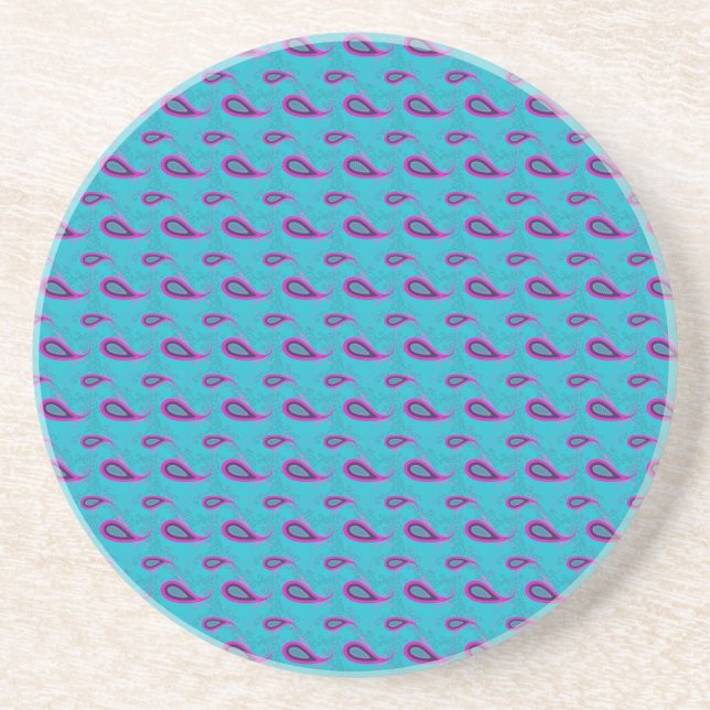 Dessous De Verre En Grès Motif Peacock et Magenta Paisley (Devant)
