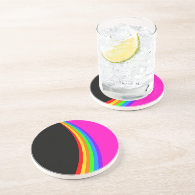 DESSOUS DE VERRE EN GRÈS MOTIF RAINBOW (Côté)