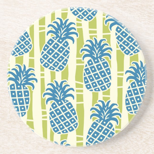 Dessous De Verre En Grès Motif rayures bambou ananas Tiki (Devant)