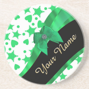 Dessous De Verre En Grès Motif repéré moderne assez vert