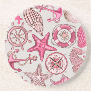 Dessous De Verre En Grès Motif rose de mer