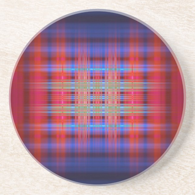 Dessous De Verre En Grès Motif rouge et bleu (Devant)