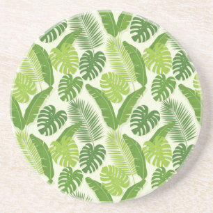 Dessous De Verre En Grès Motif sans couture de feuilles tropicales & Monste