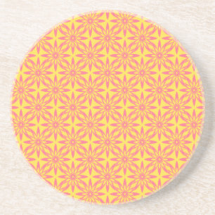 Dessous De Verre En Grès Motif sans couture de fleurs jaunes roses