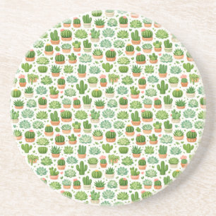 Dessous De Verre En Grès Motif sans couture de plante grasse mignonne