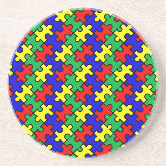 Dessous De Verre En Grès Motif sans couture de puzzle (Devant)