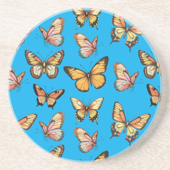 Dessous De Verre En Grès Motif sans papillon. Papillon monarque (Devant)