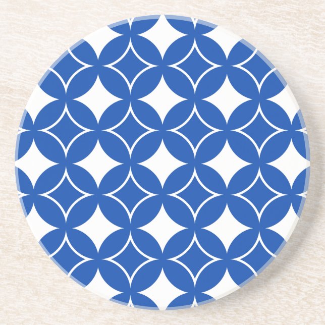 Dessous De Verre En Grès Motif shippo bleu et blanc (Devant)