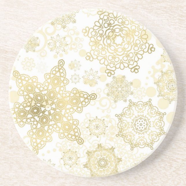 Dessous De Verre En Grès Motif Snowflake (Devant)