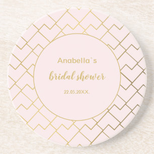 Dessous De Verre En Grès Motif tendance chic géométrique Golden Blush Carre