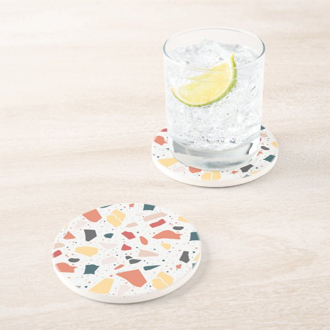 Dessous De Verre En Grès Motif Terrazzo (Côté)