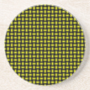 Dessous De Verre En Grès Motif Tissé Jaune Noir