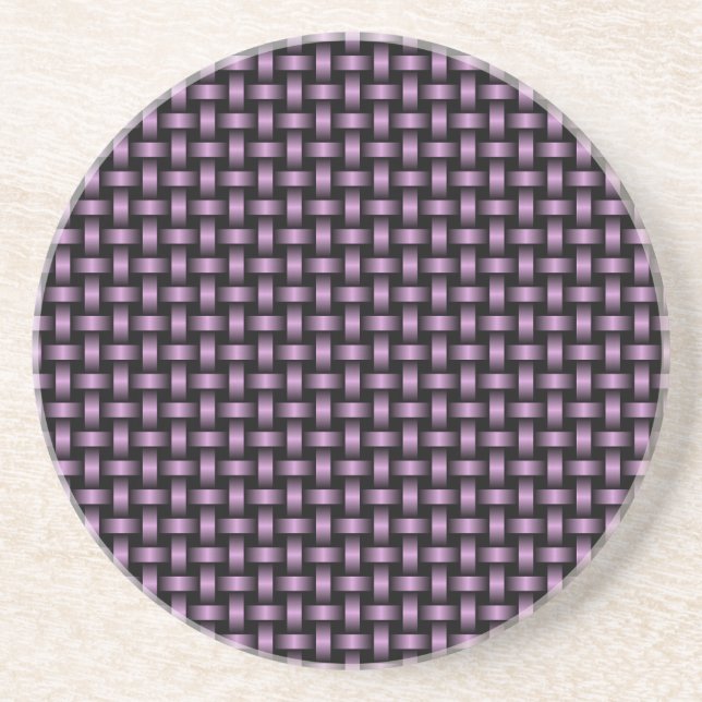 Dessous De Verre En Grès Motif Tissé Noir Violet (Devant)