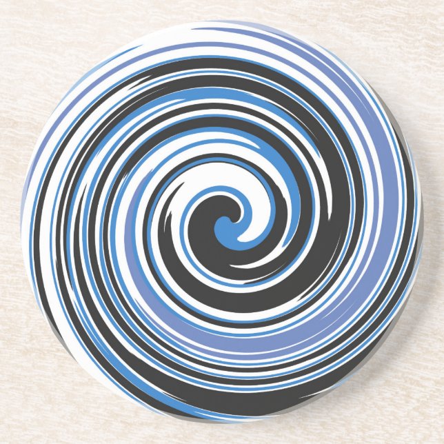 Dessous De Verre En Grès Motif tourbillon noir et bleu (Devant)