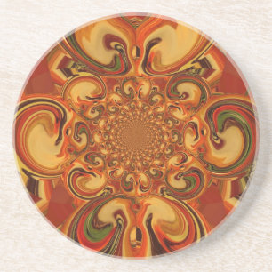 Dessous De Verre En Grès Motif tourbillonnant : Tons d'orange, Brown et ver