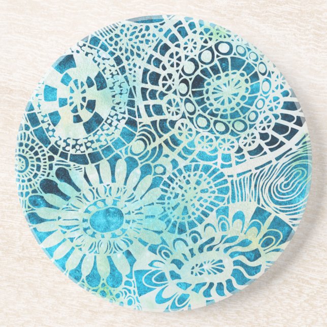 Dessous De Verre En Grès Motif tropical du parti Urchin et Opihi (Devant)