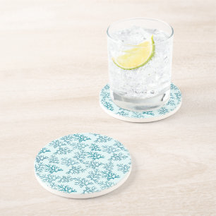 Dessous De Verre En Grès motif turquoise de Coral Reef personnaliser en arr