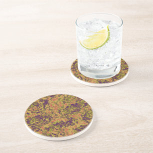 Dessous De Verre En Grès Motif vibrant de camouflage de fleur