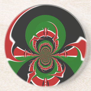 Dessous De Verre En Grès Motif vibrant du drapeau kenyan : Un art puissant