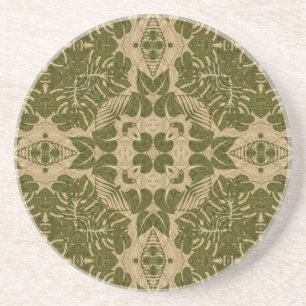 Dessous De Verre En Grès Motif vintage de damassé d'art