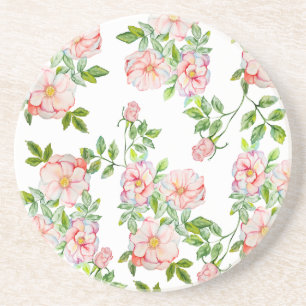 Dessous De Verre En Grès Motif vintage de roses à l'aquarelle classique