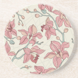 Dessous De Verre En Grès Motif Vintage orchidée : Papier élégant