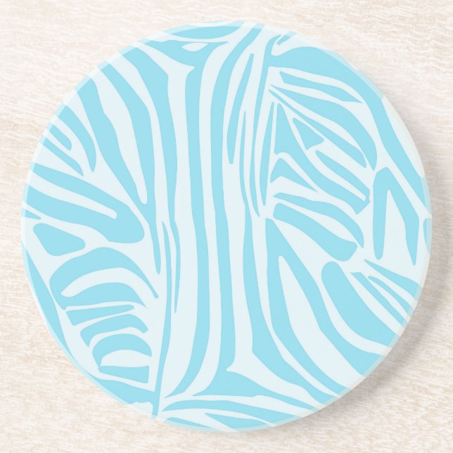 Dessous De Verre En Grès Motif Zèbre Bleu (Devant)