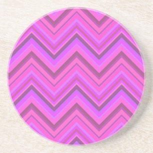 Dessous De Verre En Grès Motif zigzag à rayures roses