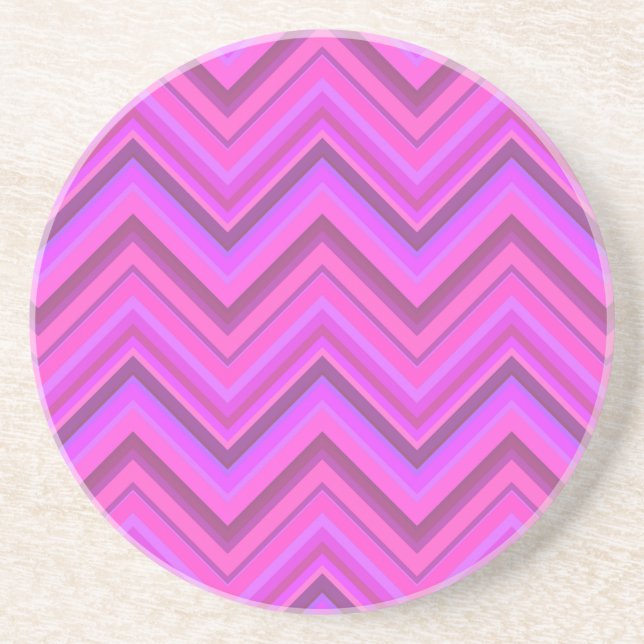 Dessous De Verre En Grès Motif zigzag à rayures roses (Devant)