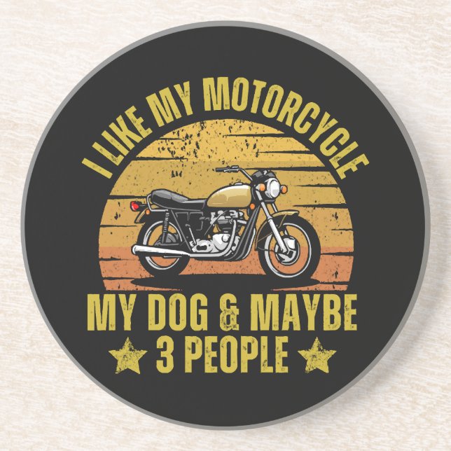 Dessous De Verre En Grès Motocyclette de chien (Devant)