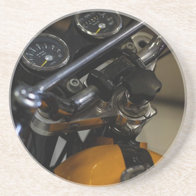 Dessous De Verre En Grès Motocyclette Motard (Devant)