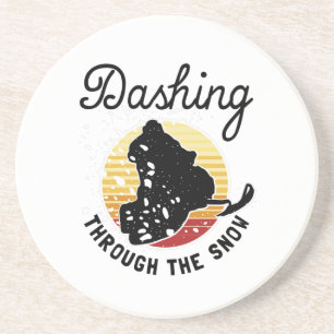 Dessous De Verre En Grès Motoneige - Dashing À Travers La Neige