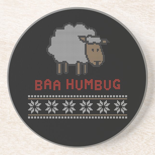 Dessous De Verre En Grès Mouton de Noël Baa Humbug (Devant)