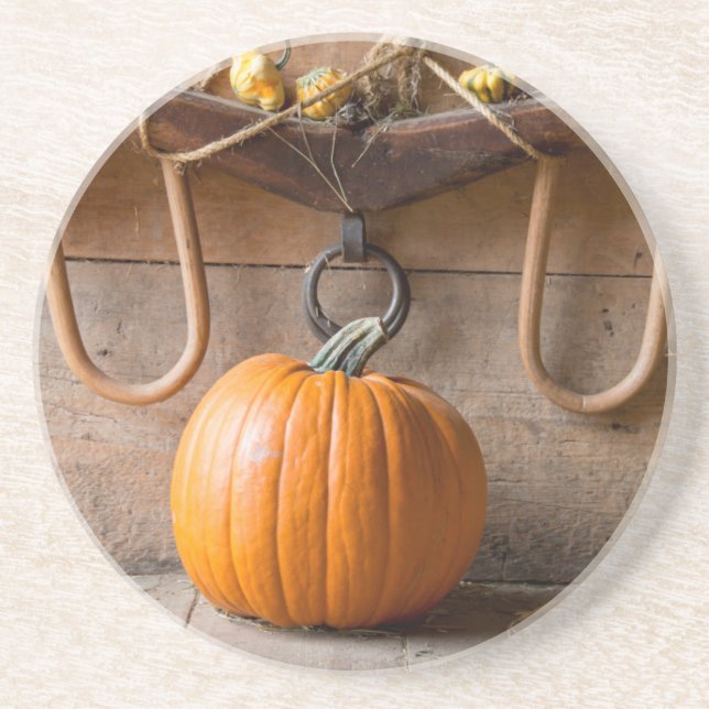 Dessous De Verre En Grès Musée des agriculteurs. Citrouille dans une grange (Devant)