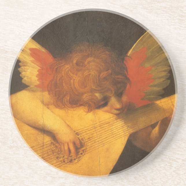Dessous De Verre En Grès Musicien Angel Lecture par Rosso Fiorentino (Devant)