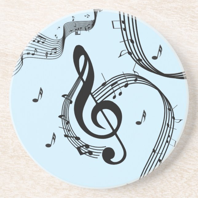 Dessous De Verre En Grès Musique clef de sol climaxique bleue (Devant)
