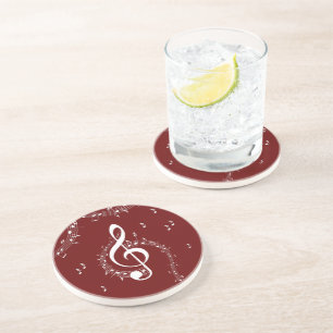 Dessous De Verre En Grès Musique de clé de sol climaxique rouge