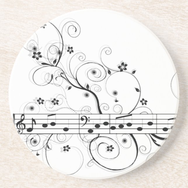 Dessous De Verre En Grès Musique fleurie (Devant)