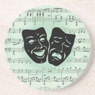 Dessous De Verre En Grès Musique verte et masques grecs de théâtre