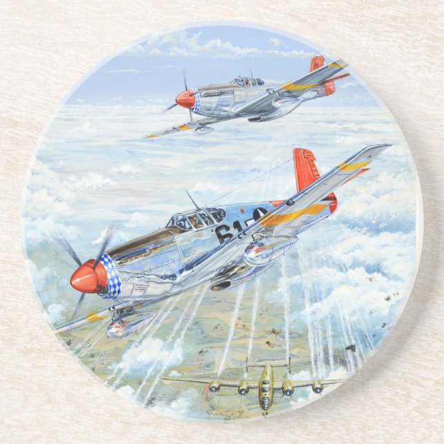 Dessous De Verre En Grès Mustang de l'aviateur P-51 de Tuskegee de la (Devant)