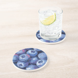 Dessous De Verre En Grès Myrtilles Aquarelle de fruits peints