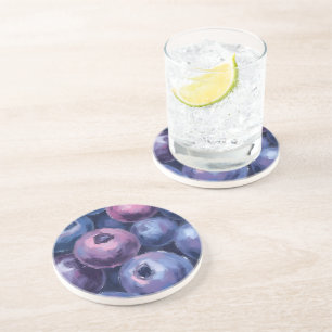 Dessous De Verre En Grès Myrtilles Magnifiques Peinture de Fruits