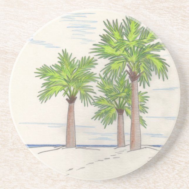 Dessous De Verre En Grès nacelle THREE PALMS (Devant)