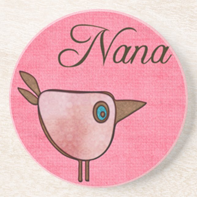 Dessous De Verre En Grès nana oiseau rose (Devant)