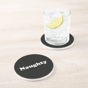 Dessous De Verre En Grès Naughty ou Nice, double face, noir blanc