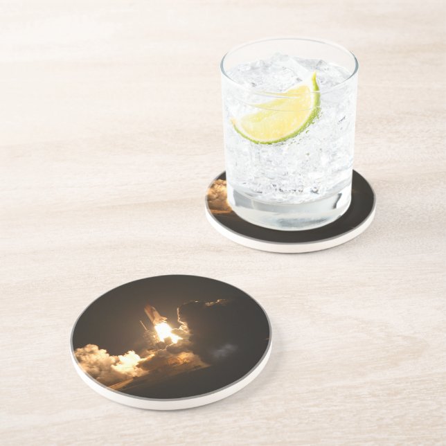 Dessous De Verre En Grès Navette spatiale Terre Orbitale Nuit Spacecraft Ca (Côté)