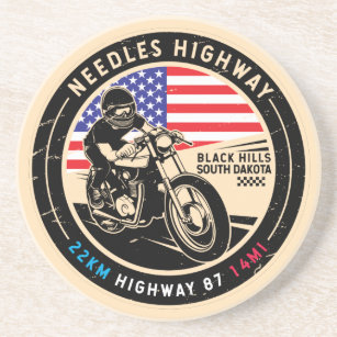 Dessous De Verre En Grès Needles Highway Motorcycle du Dakota du Sud