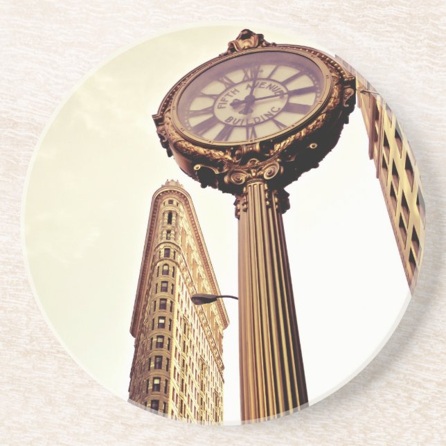 Dessous De Verre En Grès New York - bâtiment et horloge de Flatiron (Devant)